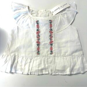 Janie & Jack Embroidered Ruffle Tank Top 2 NWT